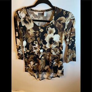 Susan Graver Foil printed Liquid knit Top XXS